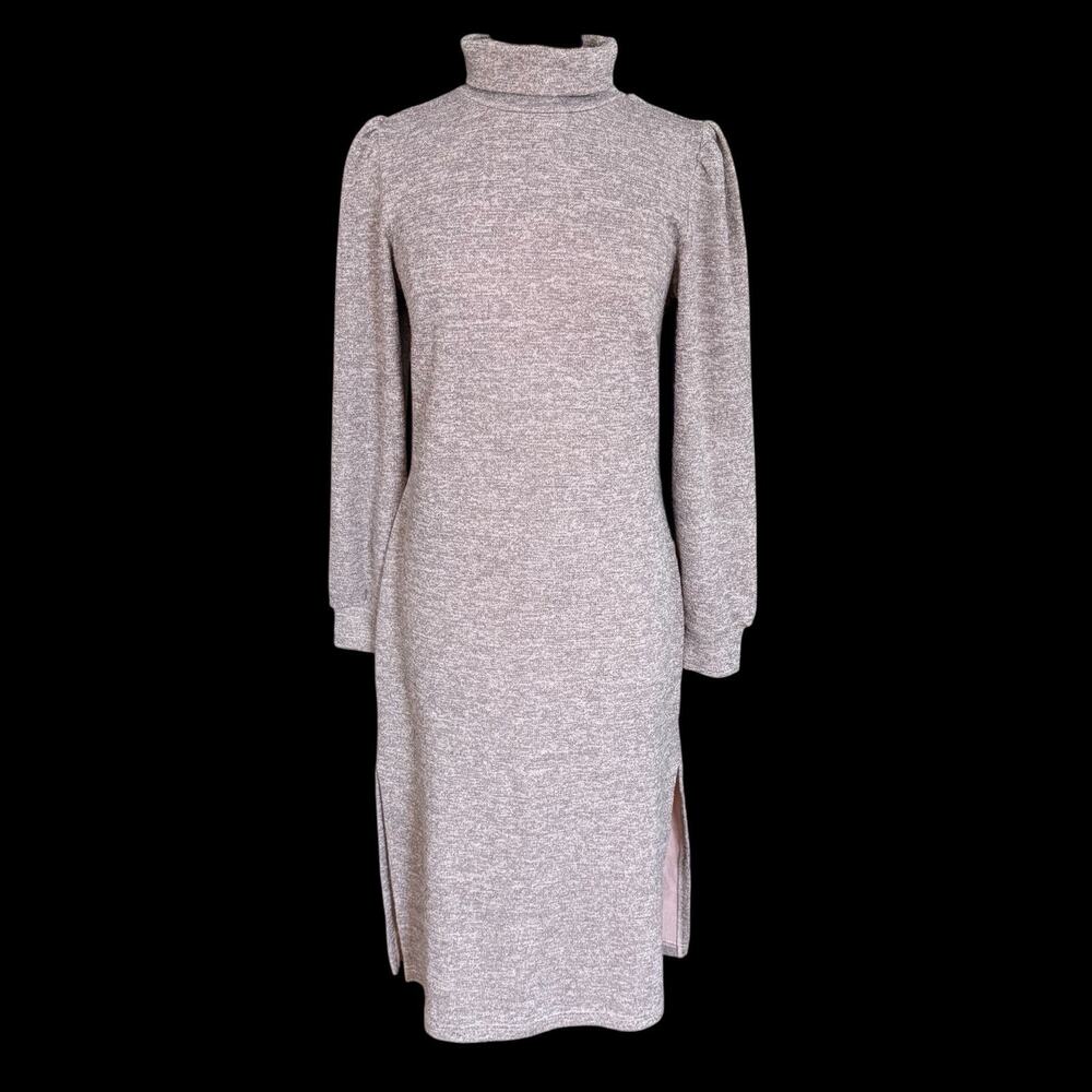 Walter Baker Monica Turtleneck Midi Sweater Dress Sz L Puffed‎ Sleeves $198